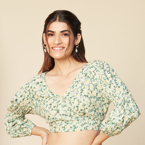 Buy Twenty Dresses by Nykaa Fashion Black Floral Bustier Crop Top