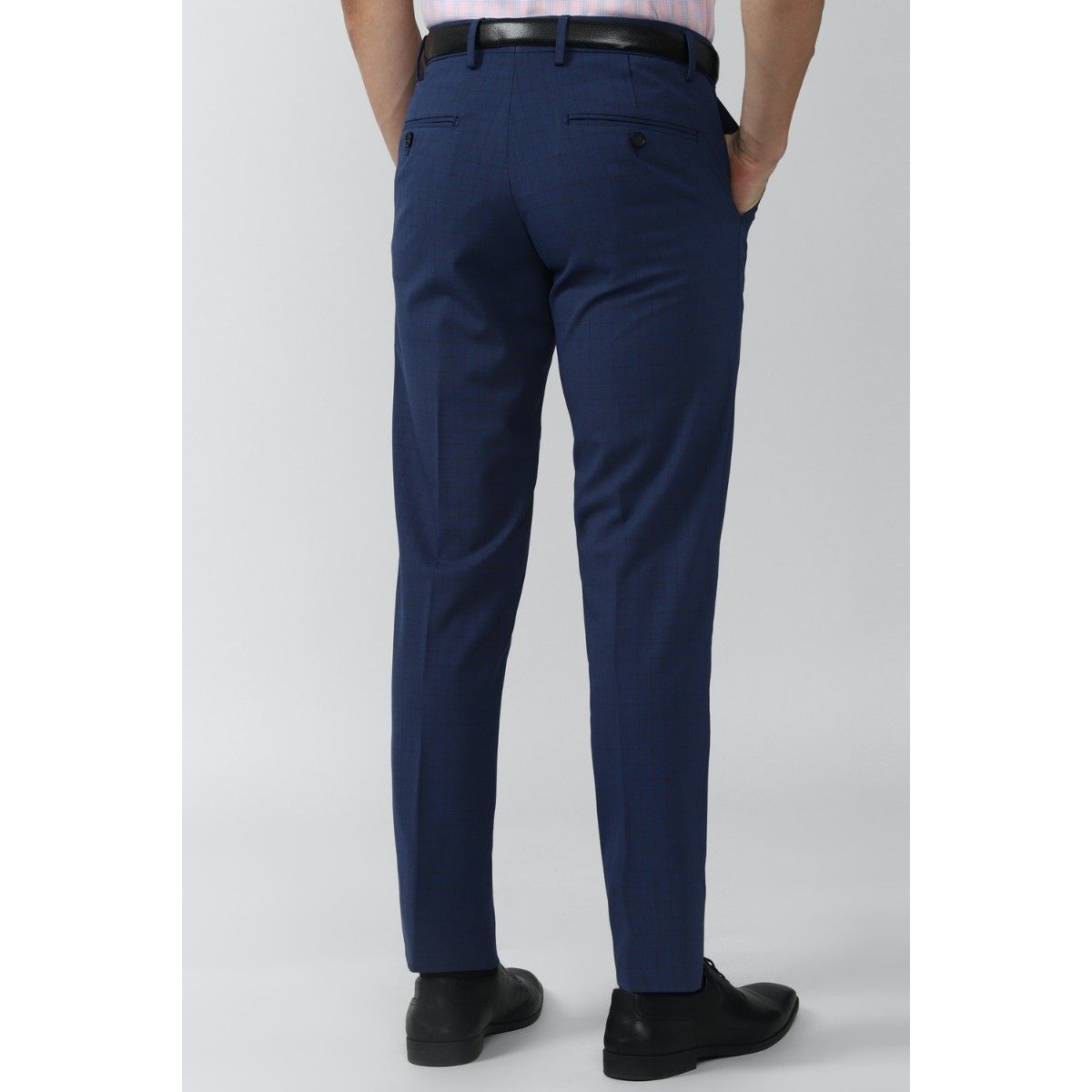 Buy Allen Solly Men Blue Slim Fit Textured Casual Trousers online
