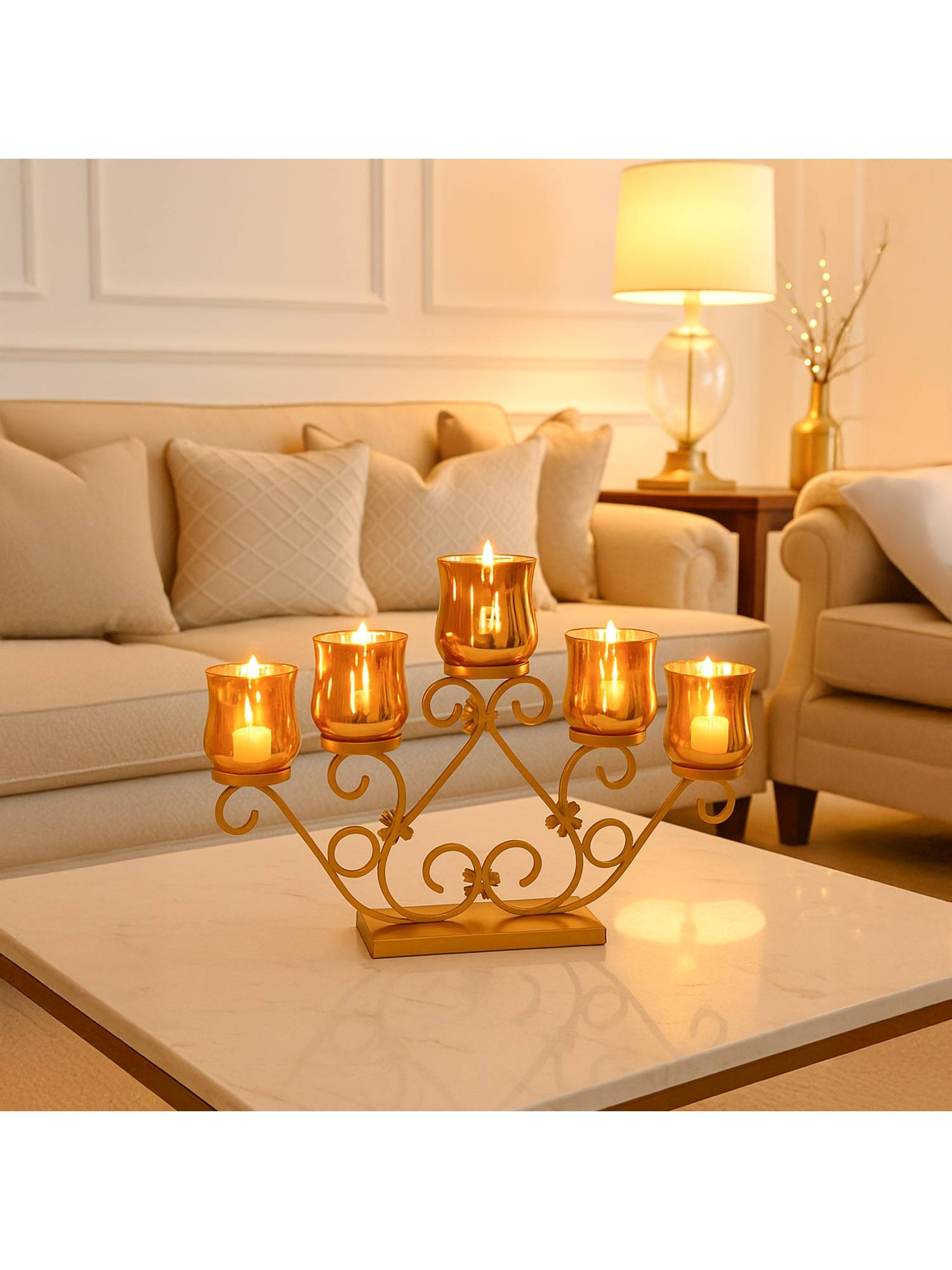 Voncasa 5 Votive Tealight Holder-Luster Glass