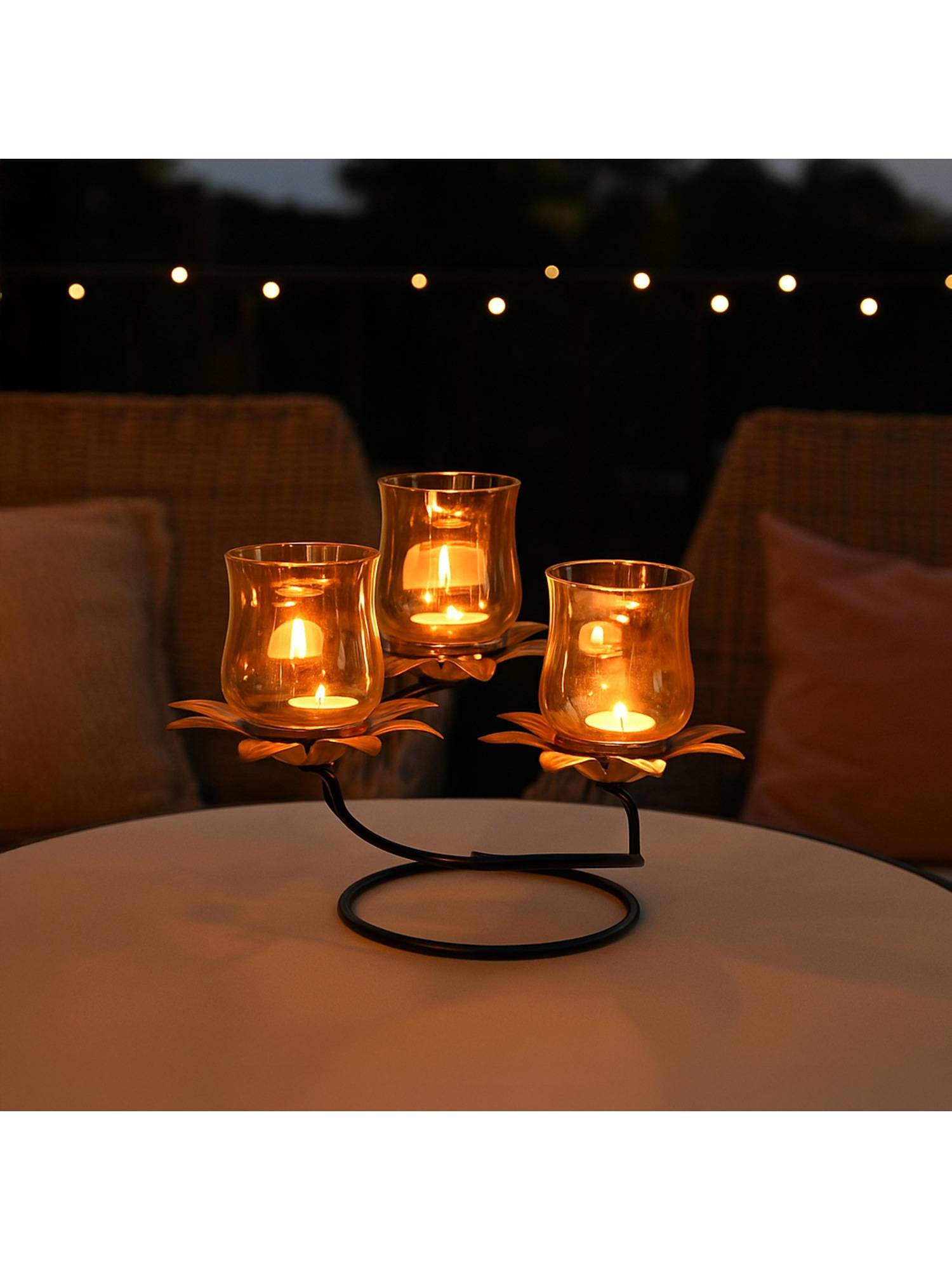 Voncasa 3 Votive Tealight Holder-Golden Frame