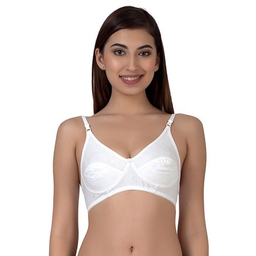 Clovia Cotton Rich Solid Non-Padded Full Cup Wire Free Everyday Bra - White  (32B)
