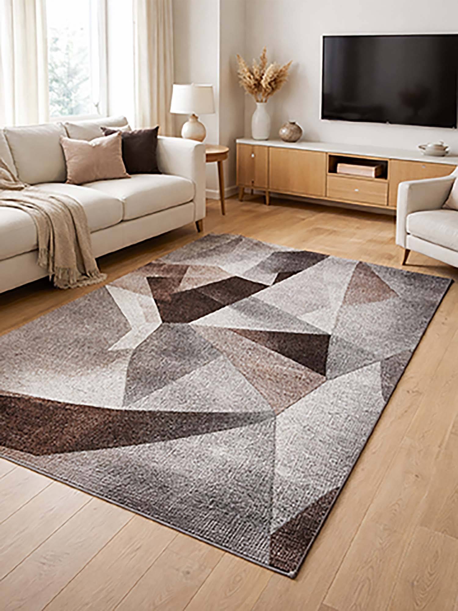 OBSESSIONS Brown Abstract Polypropylene Jute Backing Carpet