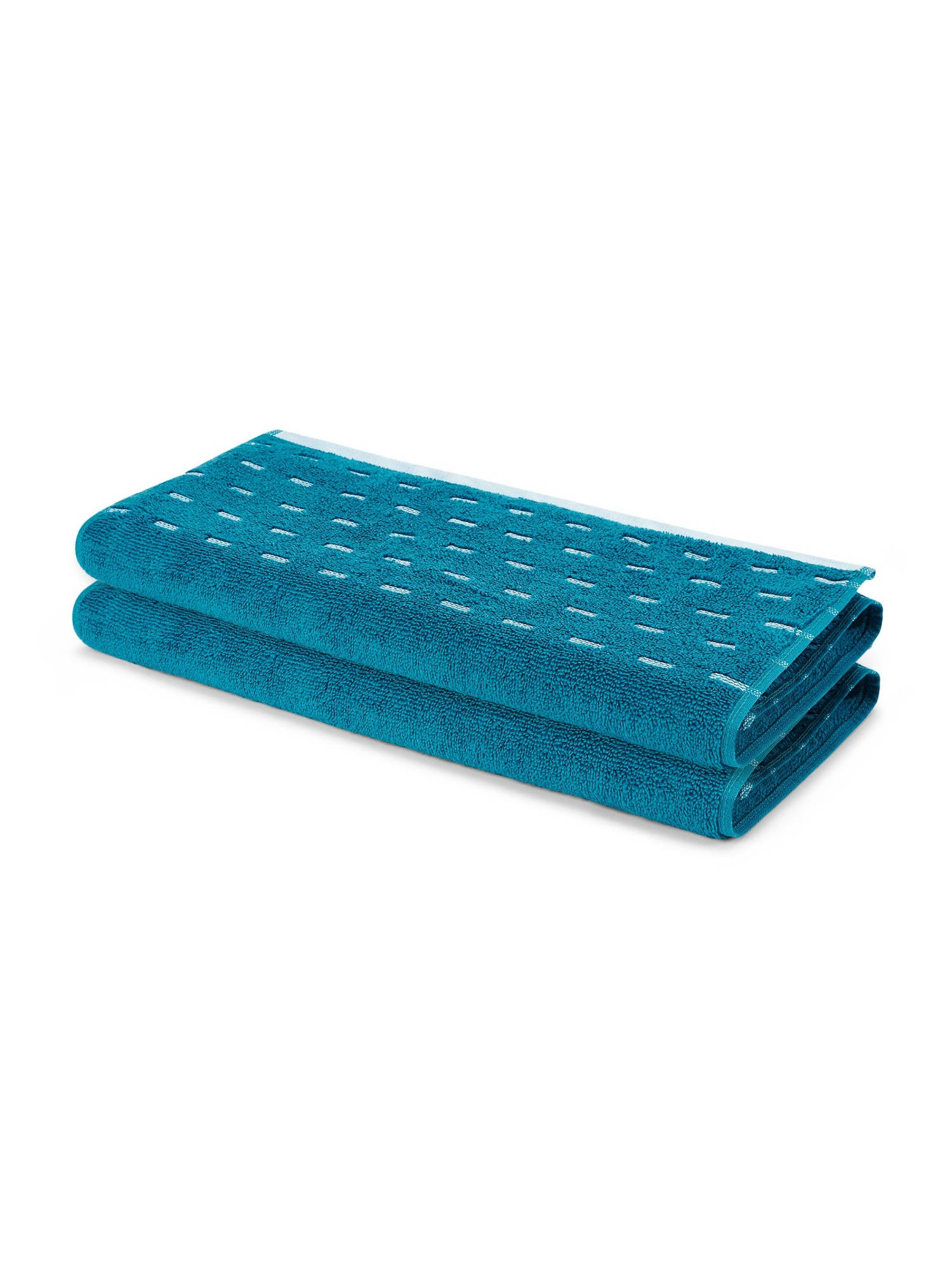 SPACES Teal Airsoft Cotton 450 GSM Dobby Plain Hand Towels (Pack of 2)
