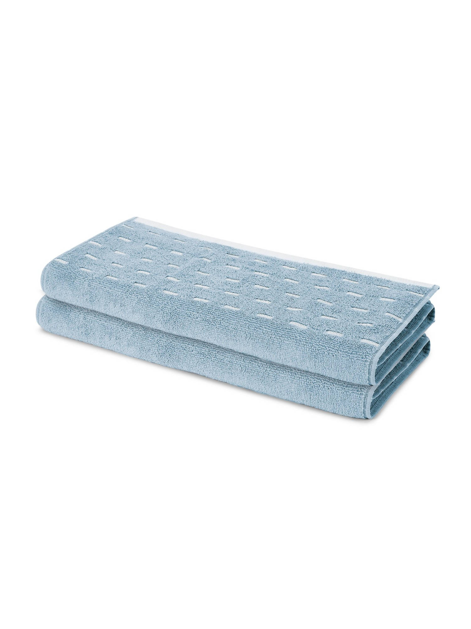 SPACES Blue Airsoft Cotton 450 GSM Dobby Plain Hand Towels (Pack of 2)