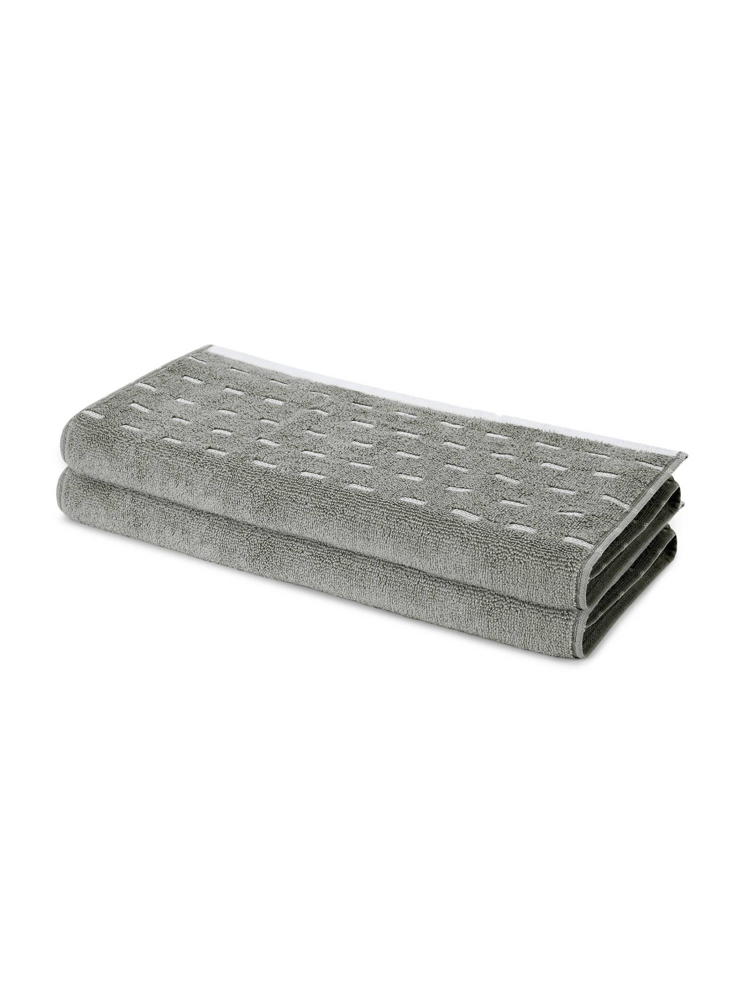 SPACES Grey Airsoft Cotton 450 GSM Dobby Plain Hand Towels (Pack of 2)