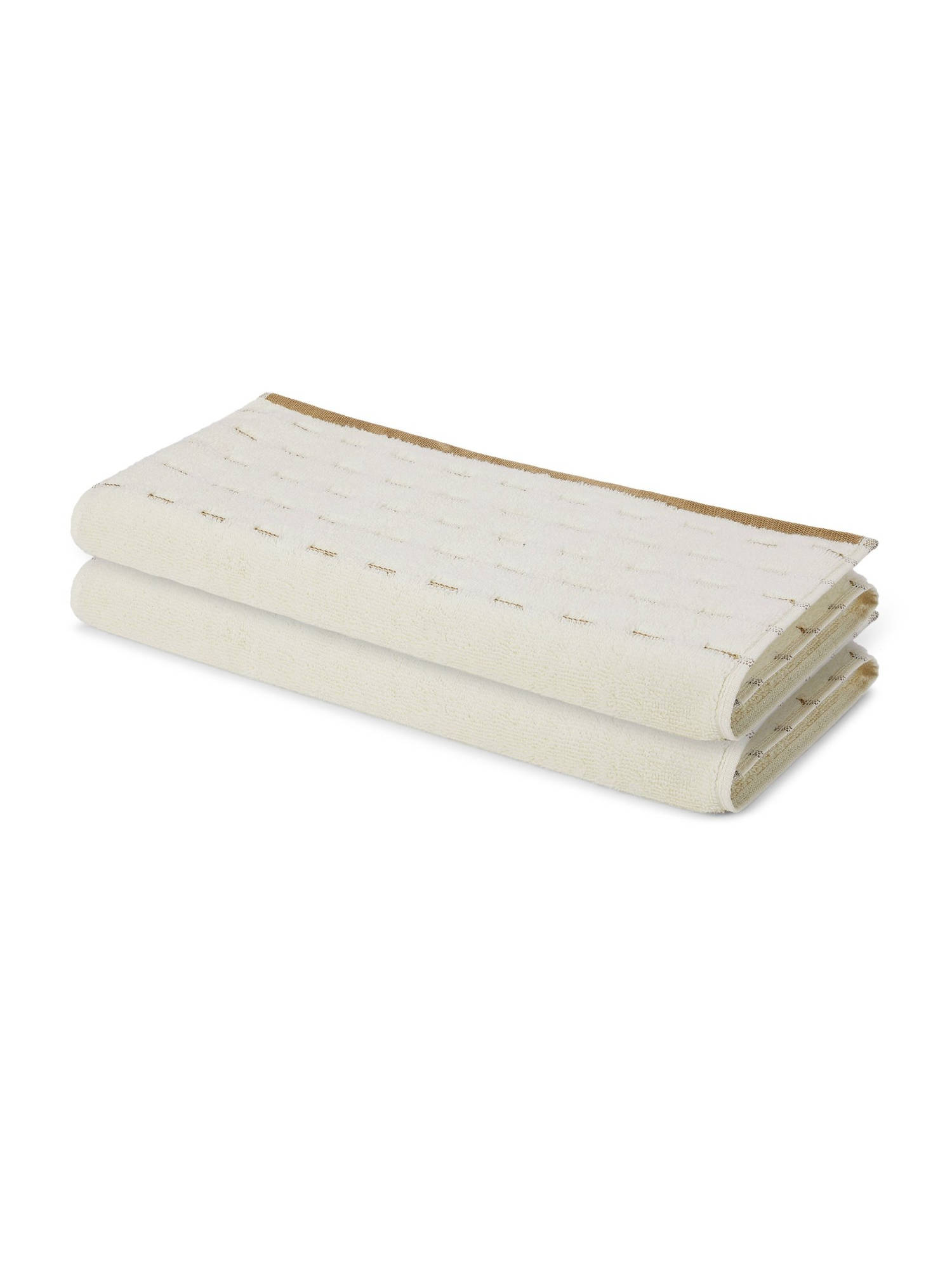 SPACES Off White Airsoft Cotton 450 GSM Dobby Plain Hand Towels (Pack of 2)