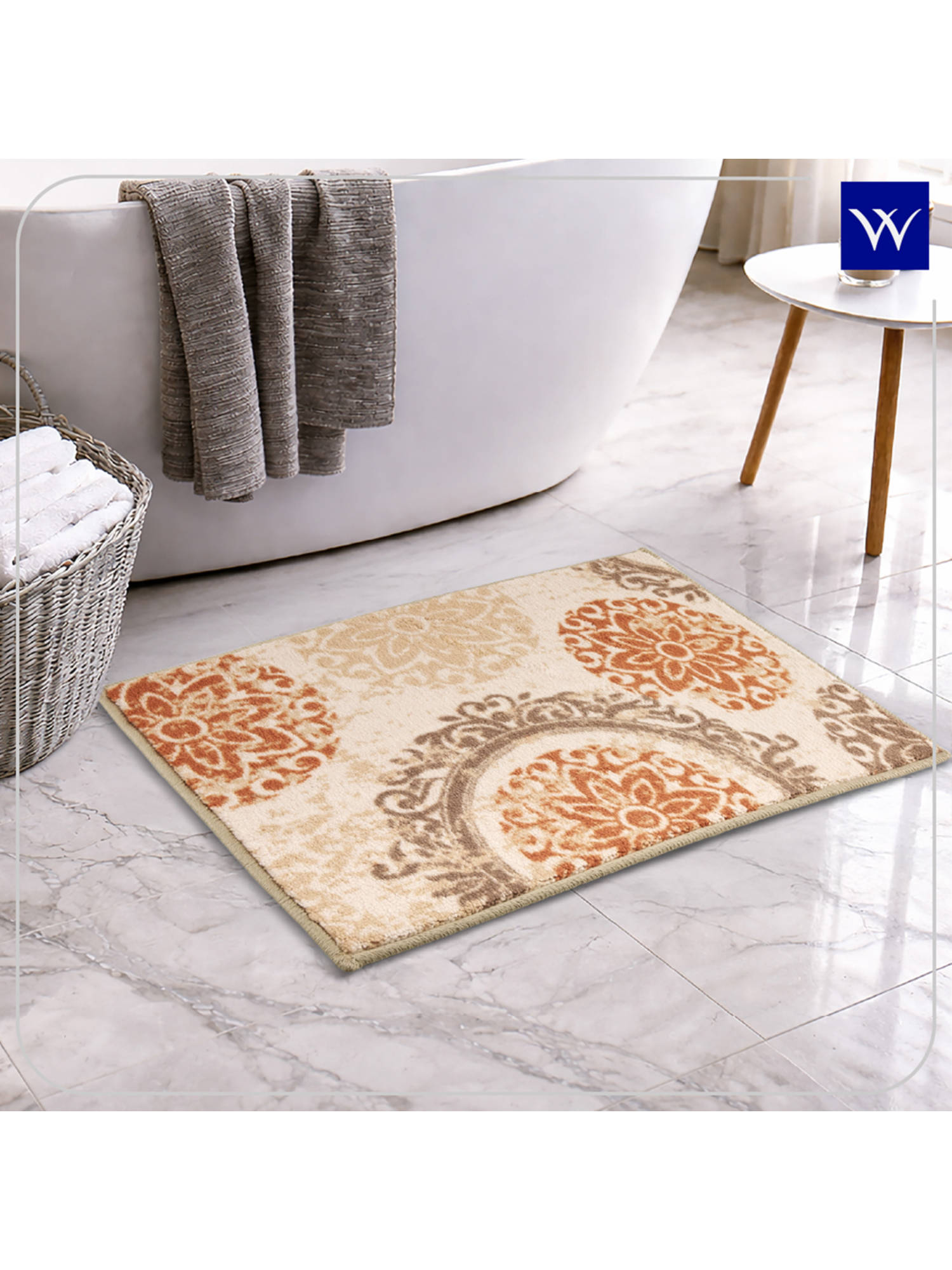 Welspun Beige Ethan Polyester Machine Tufted Stain Resistant Bath Mat (S)