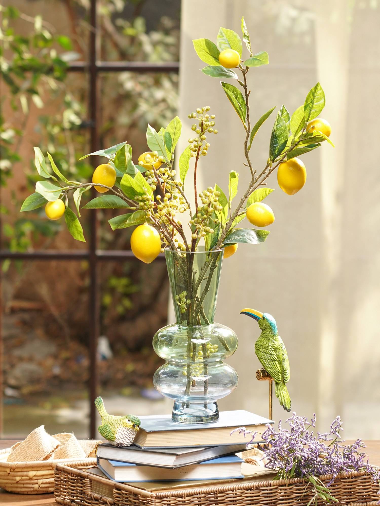 Pure Home + Living Green Blue Trinity Colour blocked Glass Vase