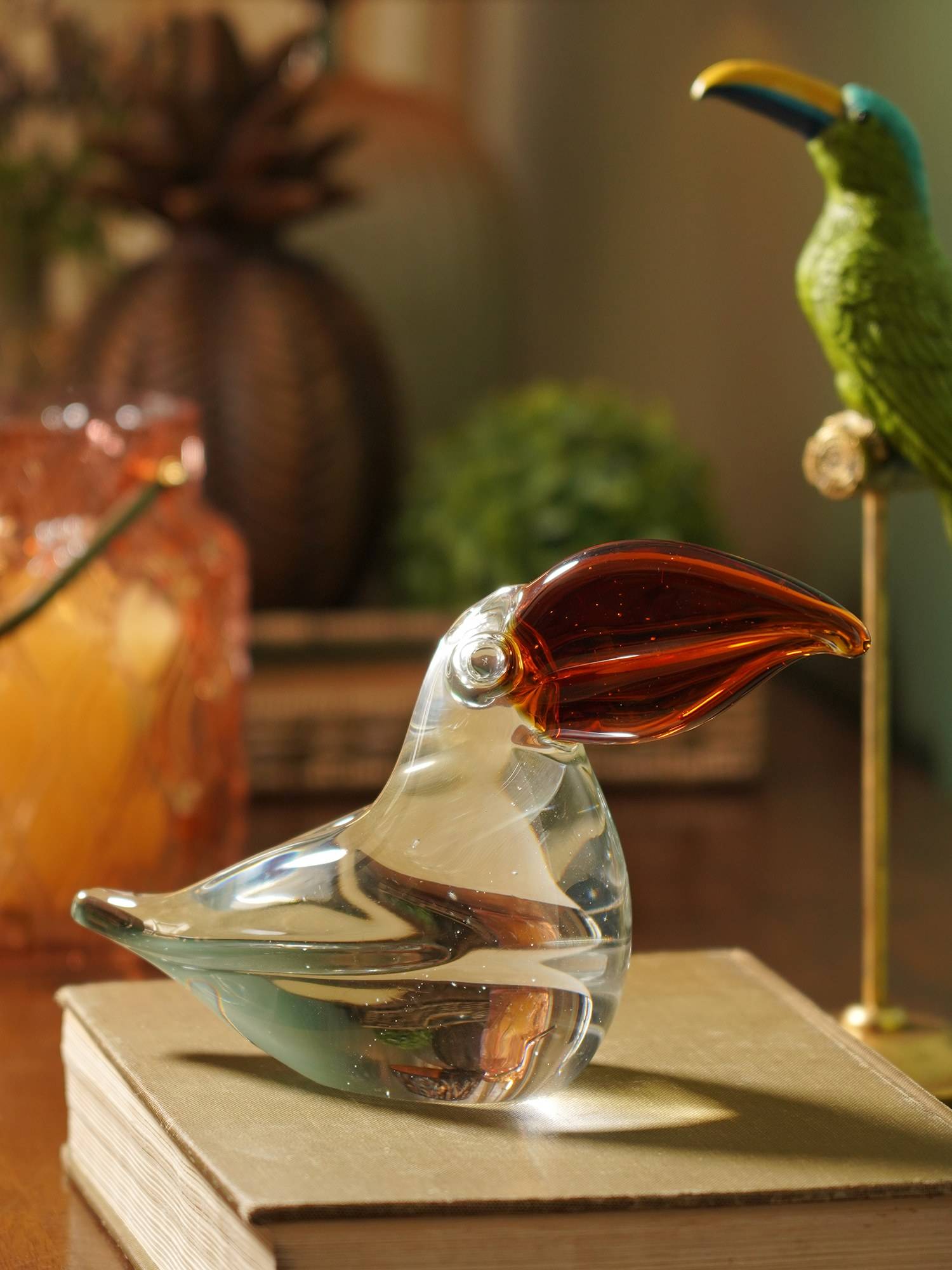 Pure Home + Living Clear Amber Glass Pelican