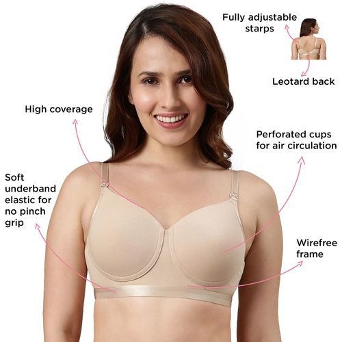 Buy Enamor A165 Padded Wirefree High Coverage Ultimate T Shirt Bra