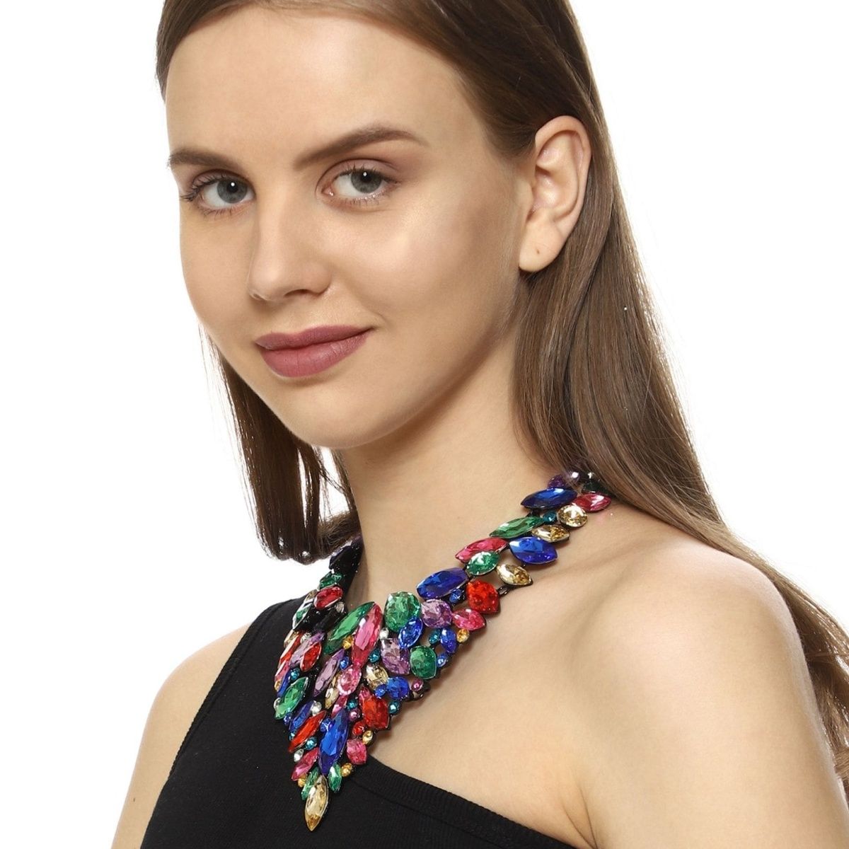 Multi coloured bead bib style statement necklace – FunkyNChunky