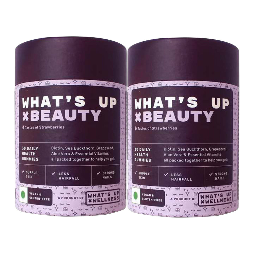 What's Up Wellness Beauty Gummies With Biotin, Zinc, Folic Acid For Hair, Skin & Nails - Pack of 2
