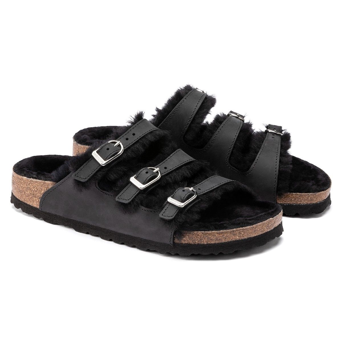 Furry birkenstocks black discount