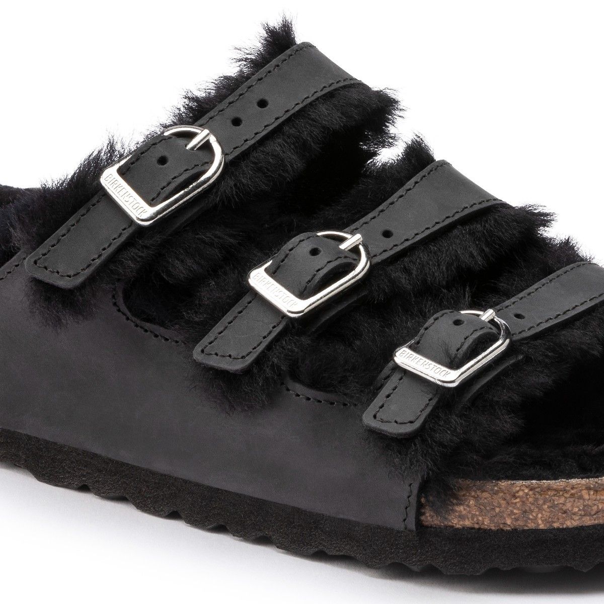 Shearling best sale birkenstocks black