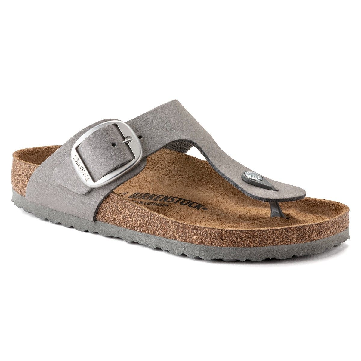 Birkenstock Gizeh Big Buckle Gray Nubuck Leather Narrow Width Thong Sandals EURO 35