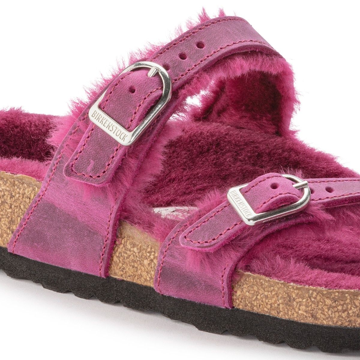Pink shearling birkenstock sales