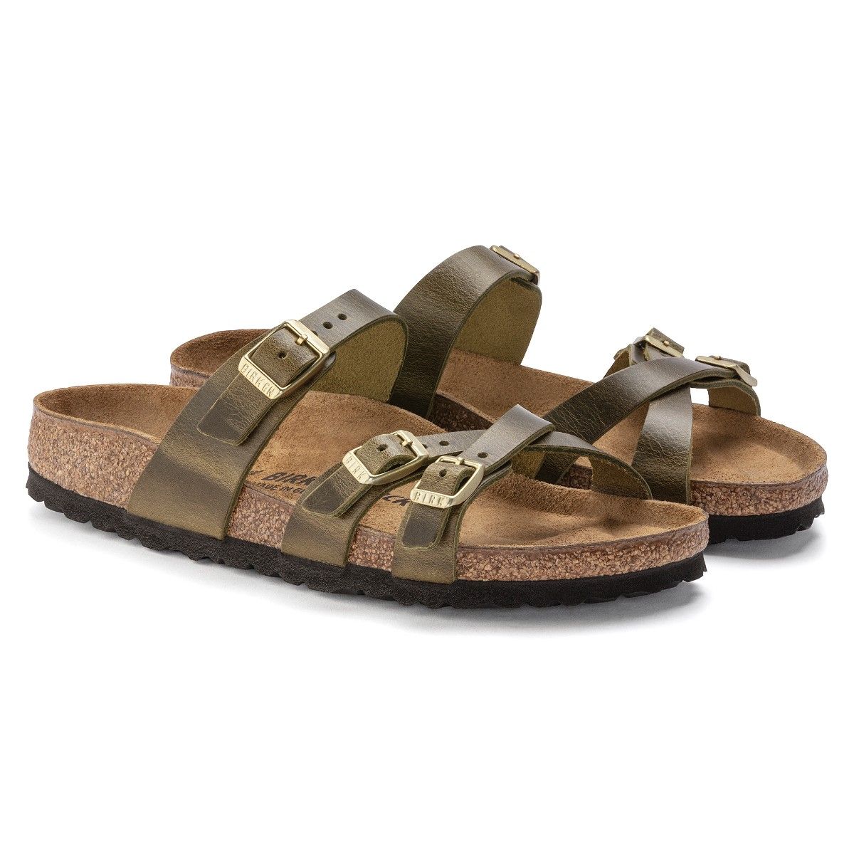 Buy Birkenstock Franca Green Oiled Leather Narrow Width Multi