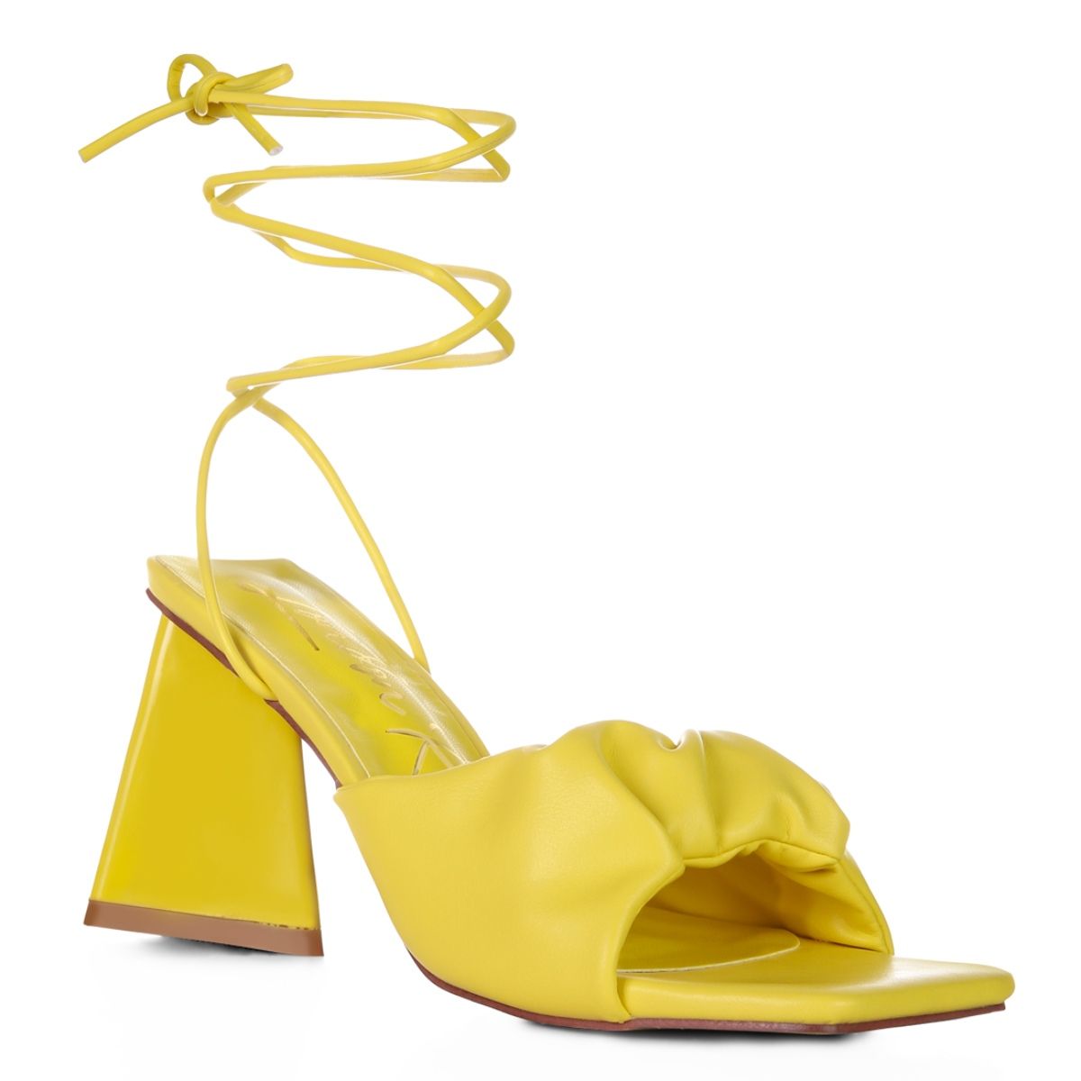 Yellow chunky heel sandals store