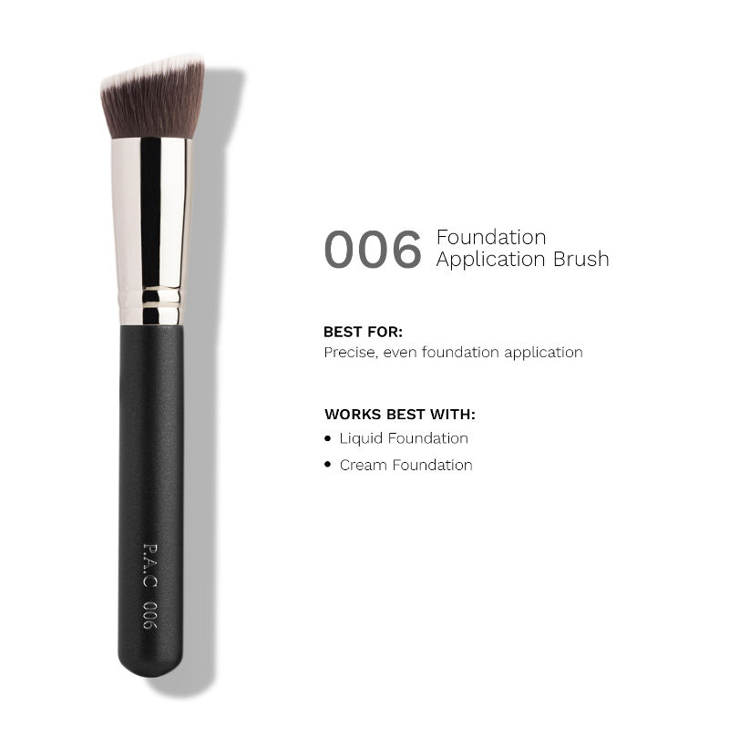 PAC Foundation Application Brush 006 - Flat Angular Densely Packed Soft Bristles for Smooth Blending