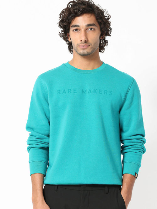 Buy Rare Rabbit Marko Petrol Teal Graphic Print Sweatshirt Online