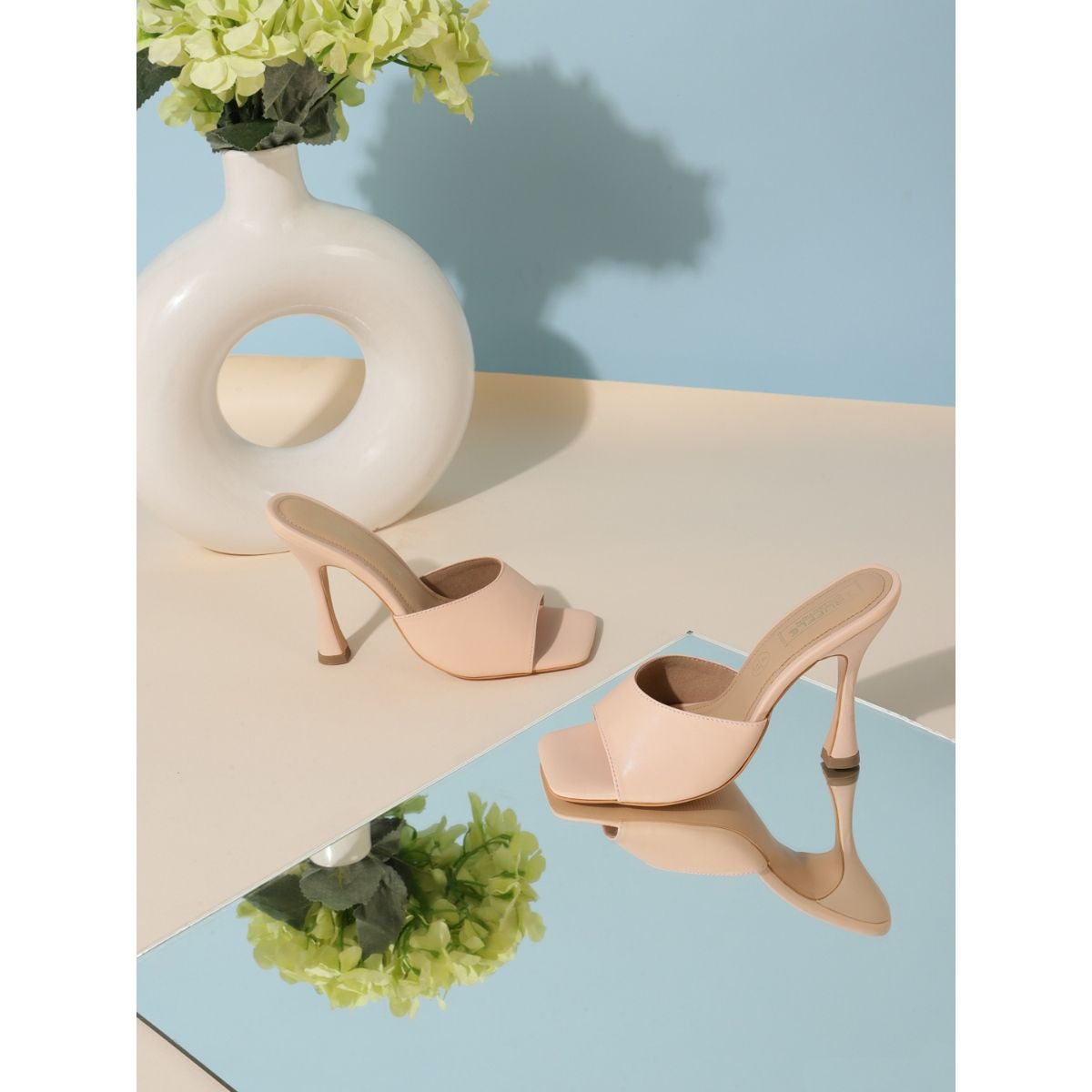 Buy Truffle Collection Solid Nude Heels Online