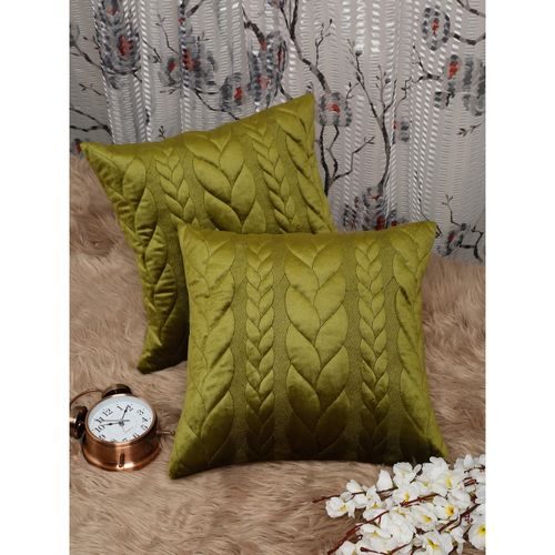HOSTA HOMES Green Set of Geometric Velvet Square Cushion Covers