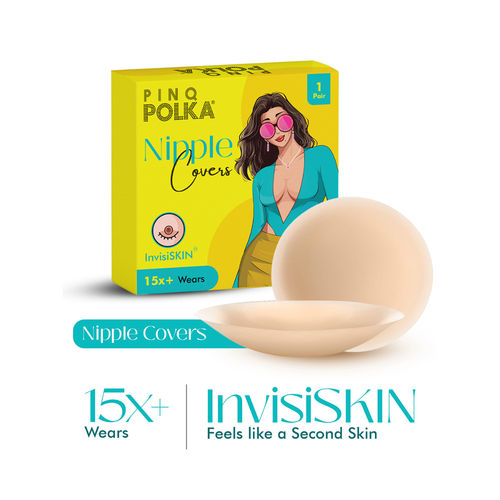 PINQ POLKA Reusable Nipple Covers Nude Adhesive Stick On Silicone Nipple Pasties 8CM