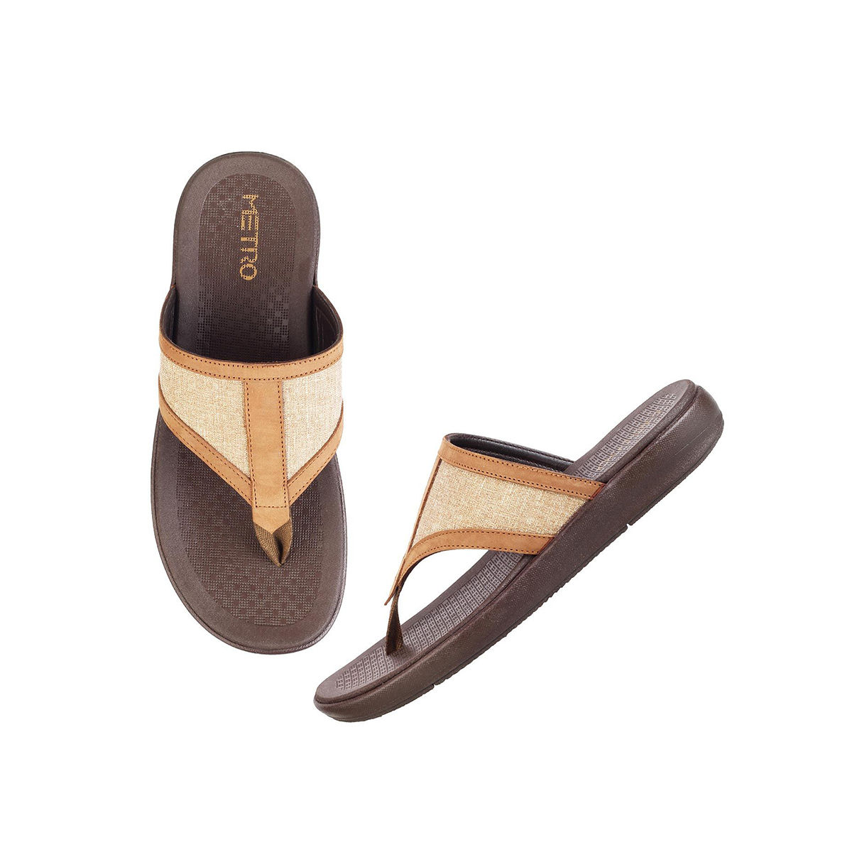 Buy Metro Mens Camel Flat Chappals EURO 44 Online