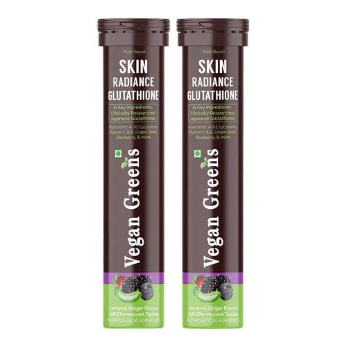 Buy Vegan Greens Skin Radiance Japanese 500mg Glutathione +11 Nutrients Effervescent Tabs