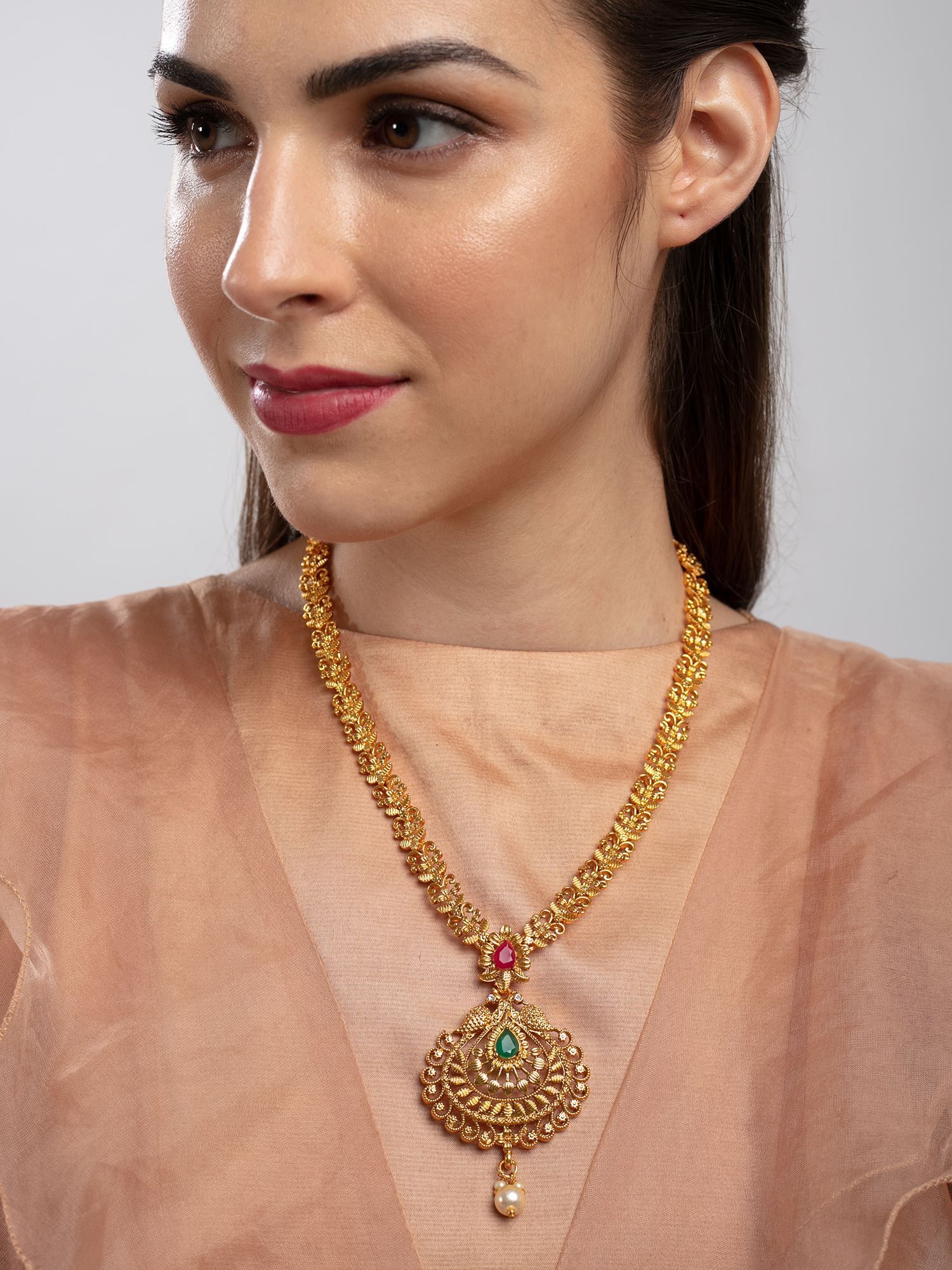 Zaveri Pearls Alluring Gold Tone Long 