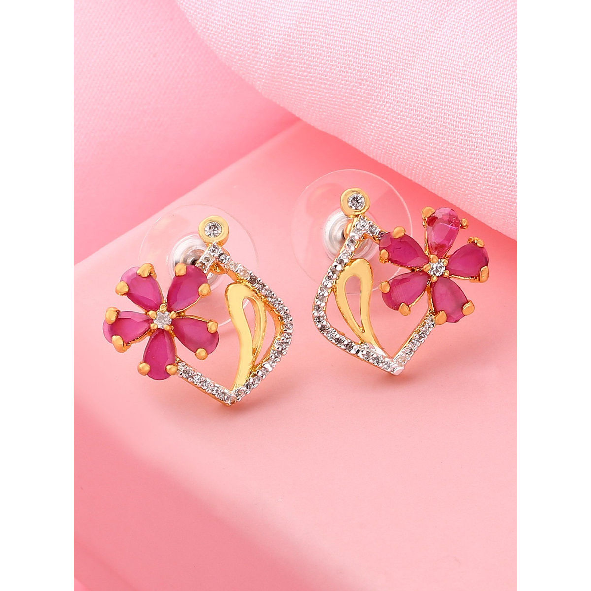 Rose shaped gold hotsell earrings