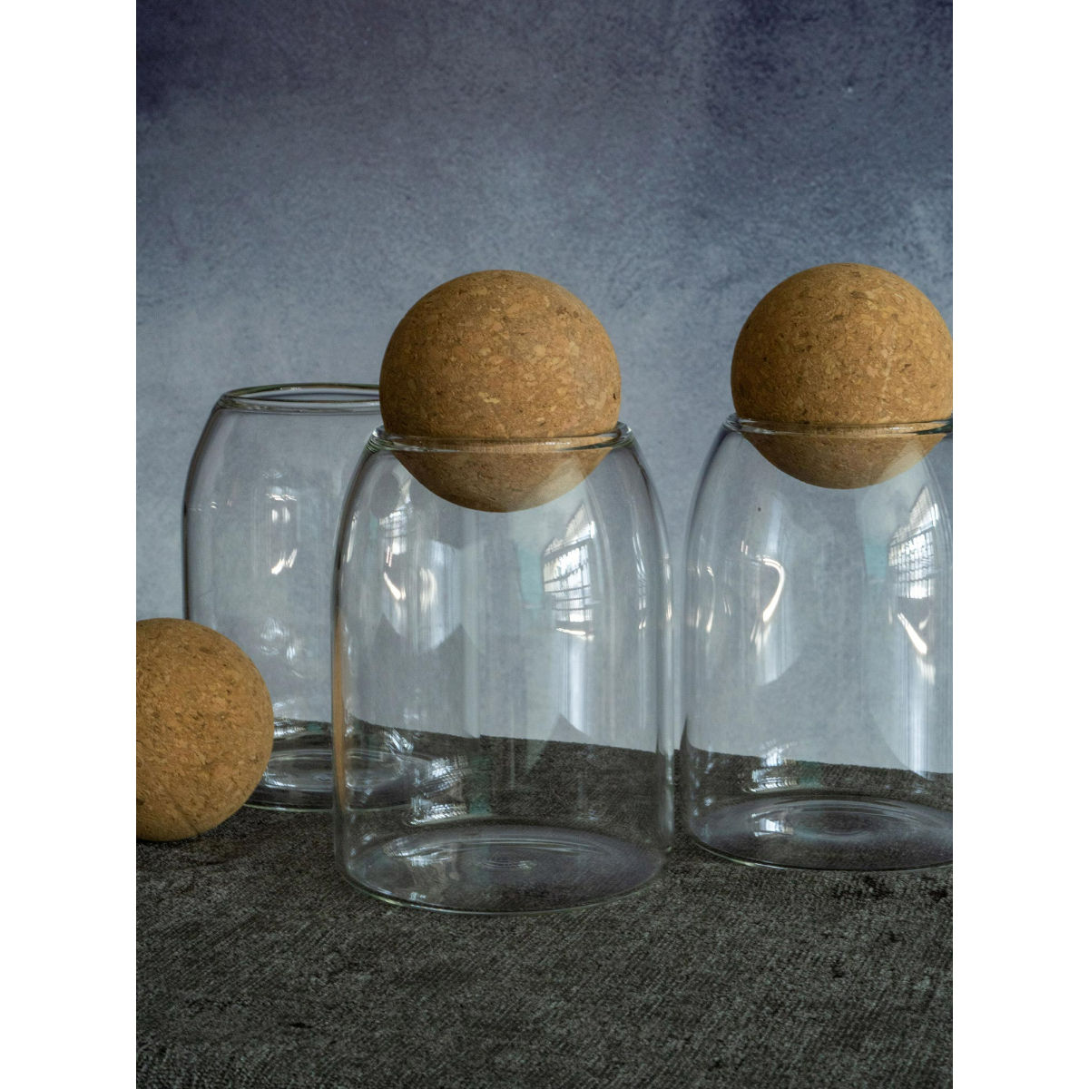 Goodhomes Glass Storage Jar With Cork Ball Lid (Set of 3) Buy
