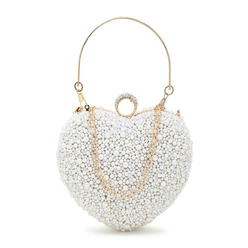 Heart Shaped Golden Handbags Online Evening Clutch Bag Women Bag