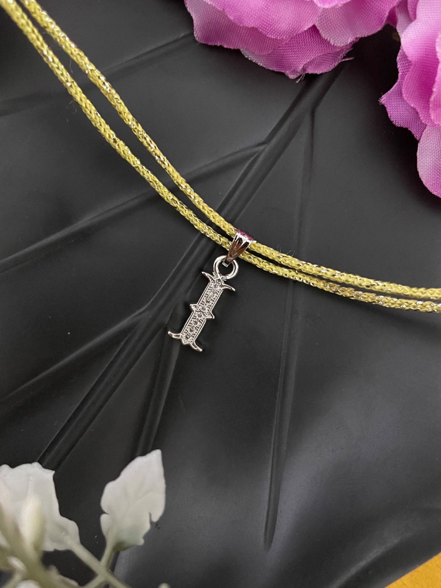 Digital Dress Room I Roman Letter Silver Plated AD Initial Thread Rakhi