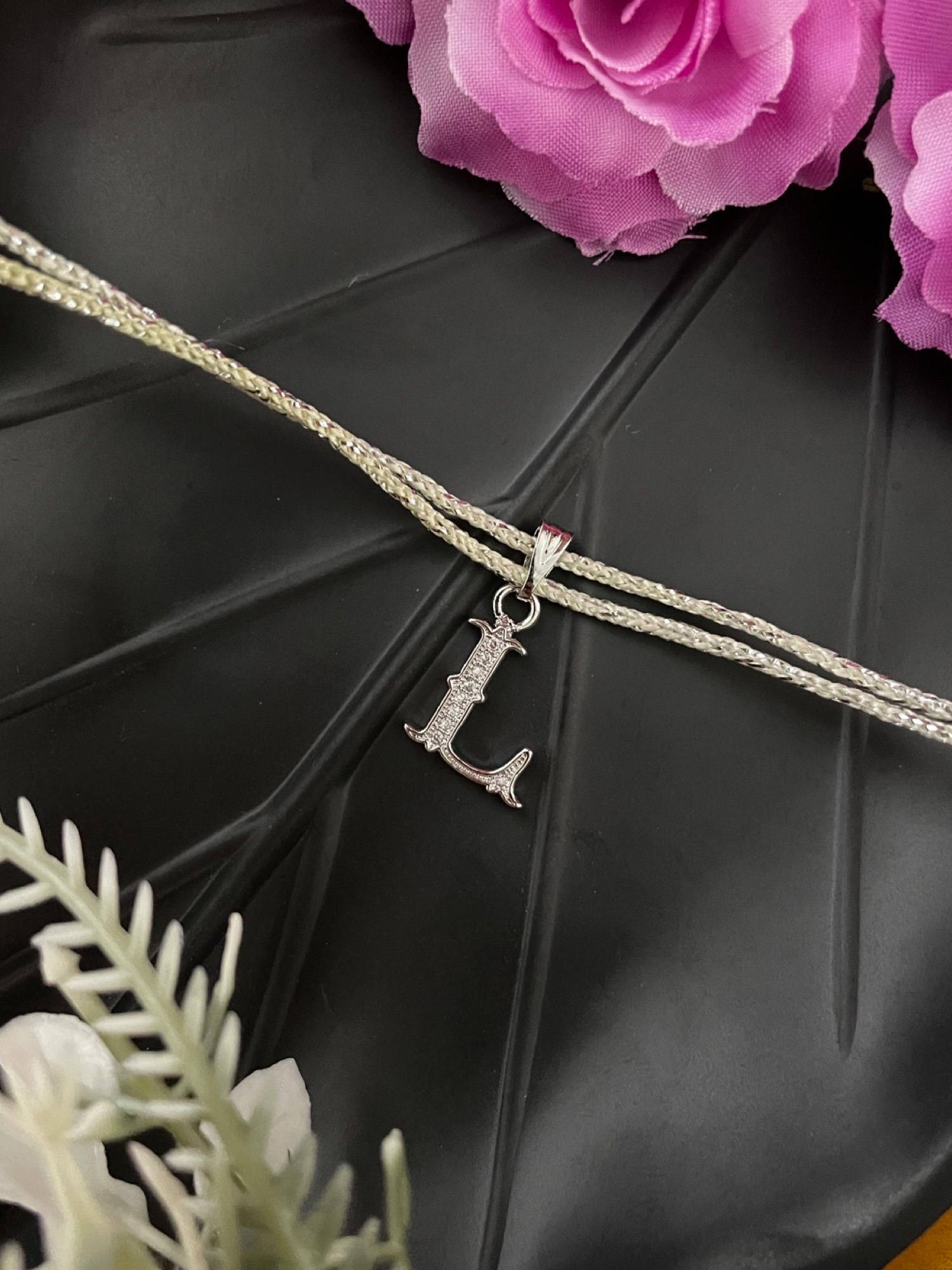 Digital Dress Room L Roman Letter Silver Plated AD Initial Thread Rakhi