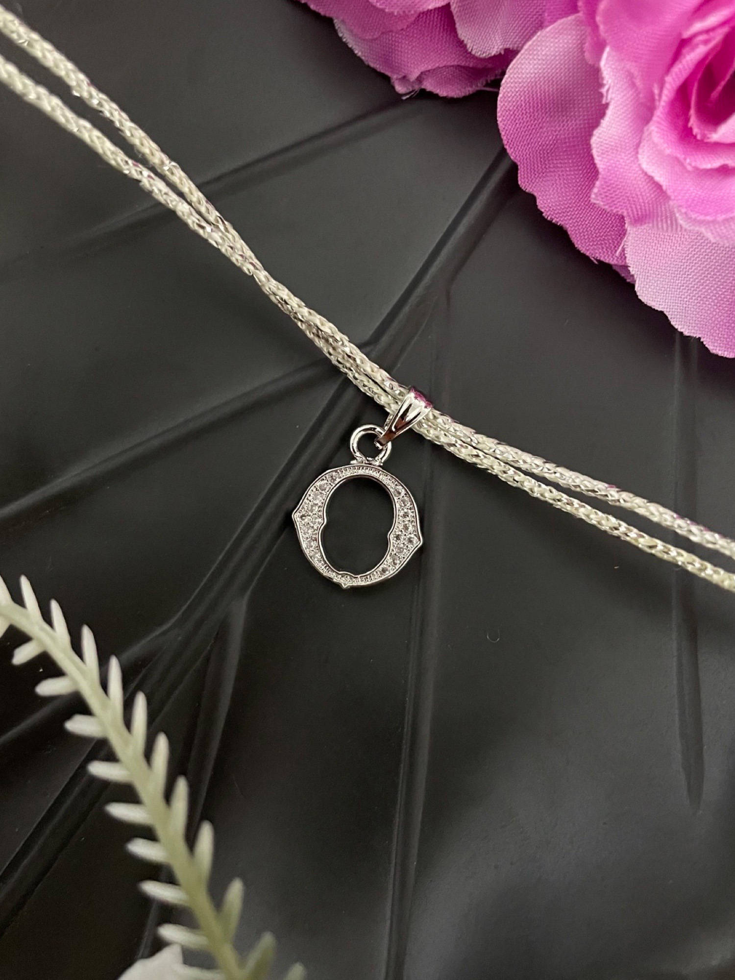 Digital Dress Room O Roman Letter Silver Plated AD Initial Thread Rakhi