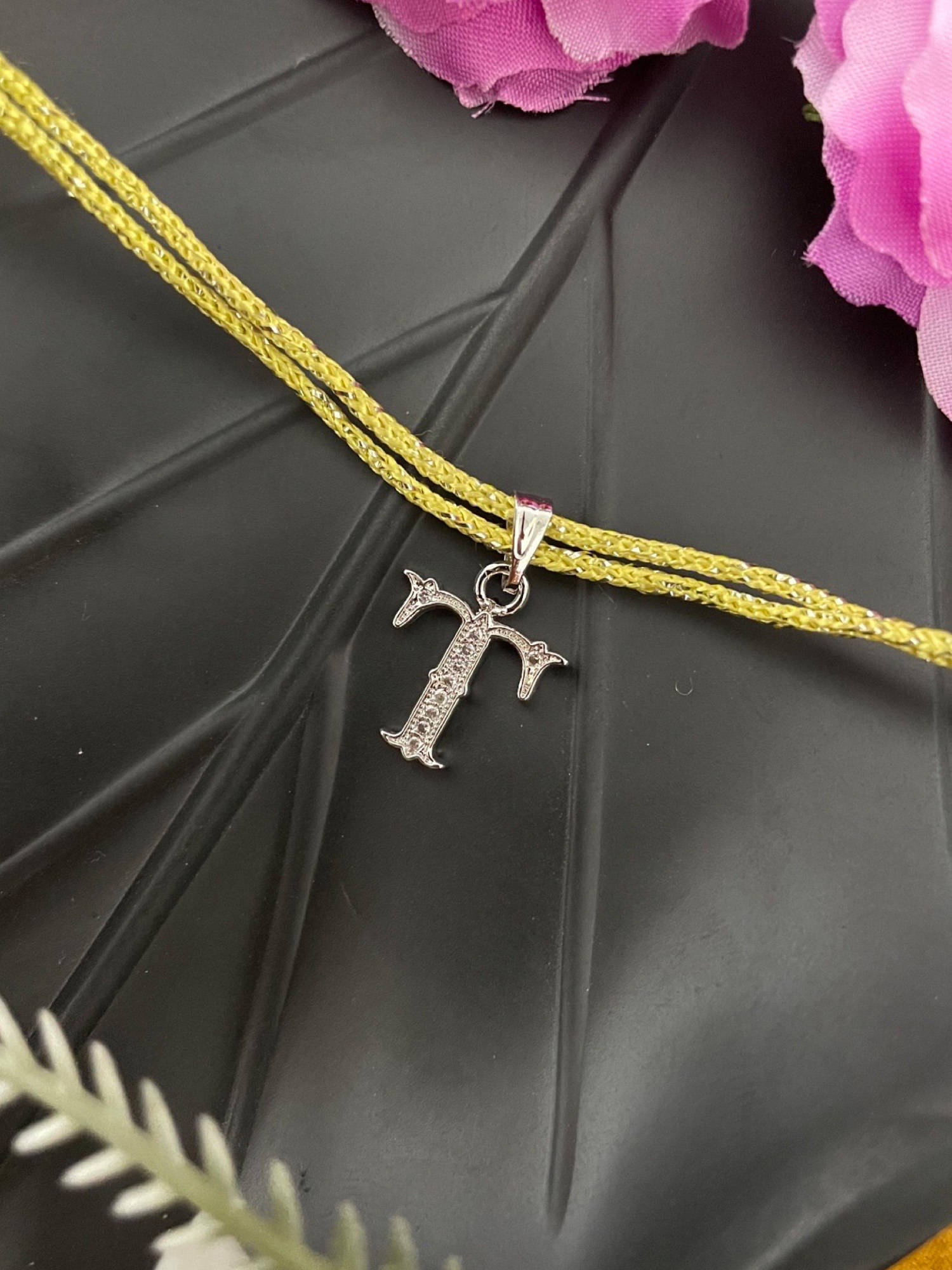 Digital Dress Room T Roman Letter Silver Plated AD Initial Thread Rakhi