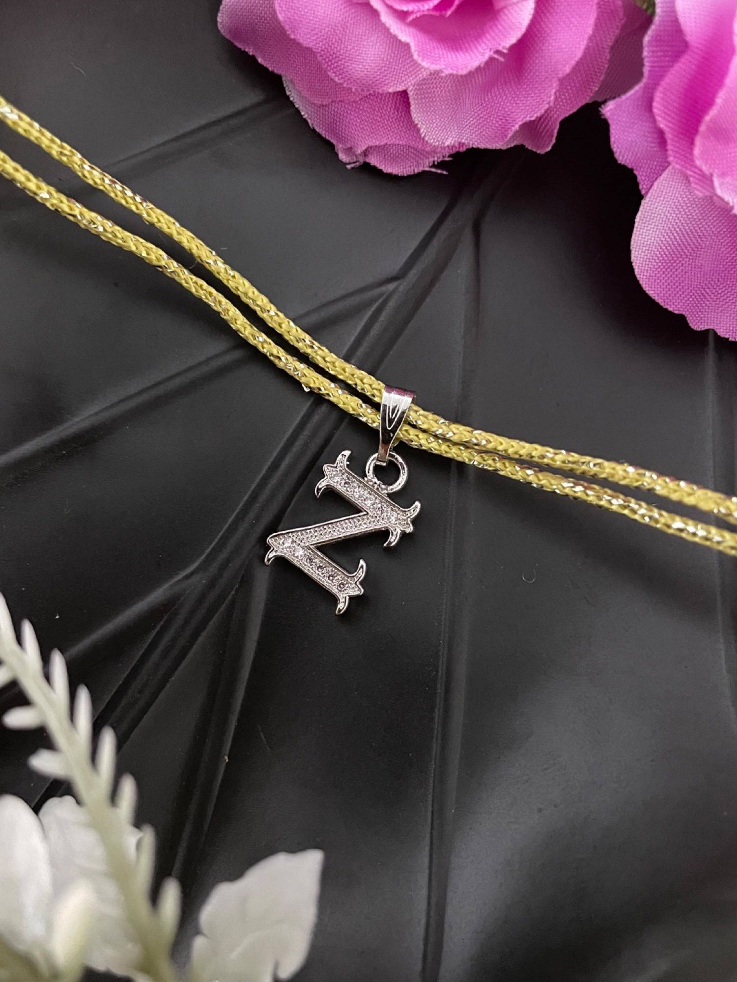 Digital Dress Room Z Roman Letter Silver Plated AD Initial Thread Rakhi