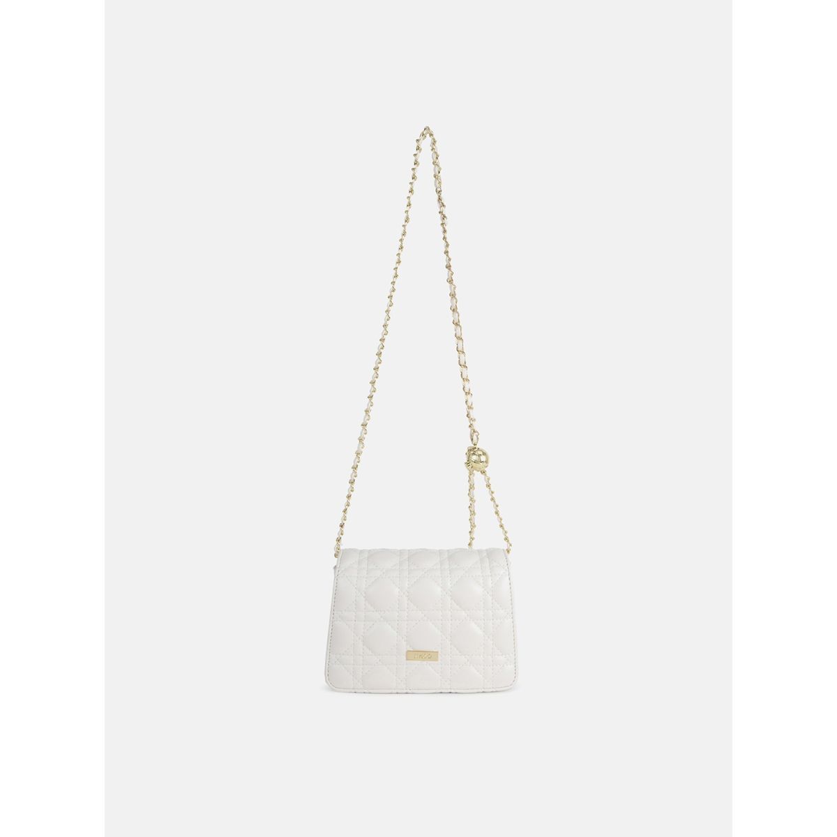 White - Handcrafted Quilted Silk Sling Bag 06