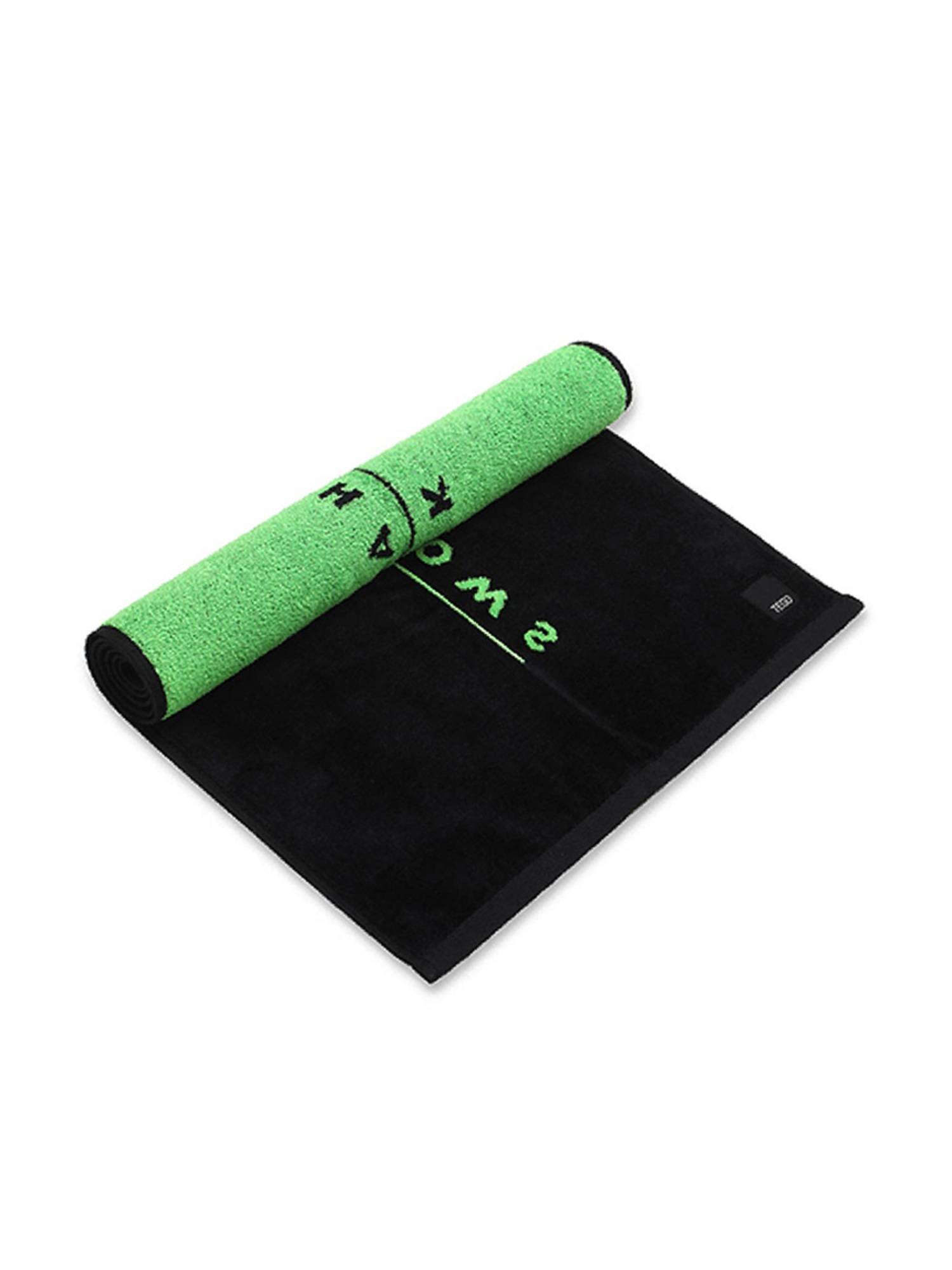 Tego Black Green Cotton Solid Unisex Towel