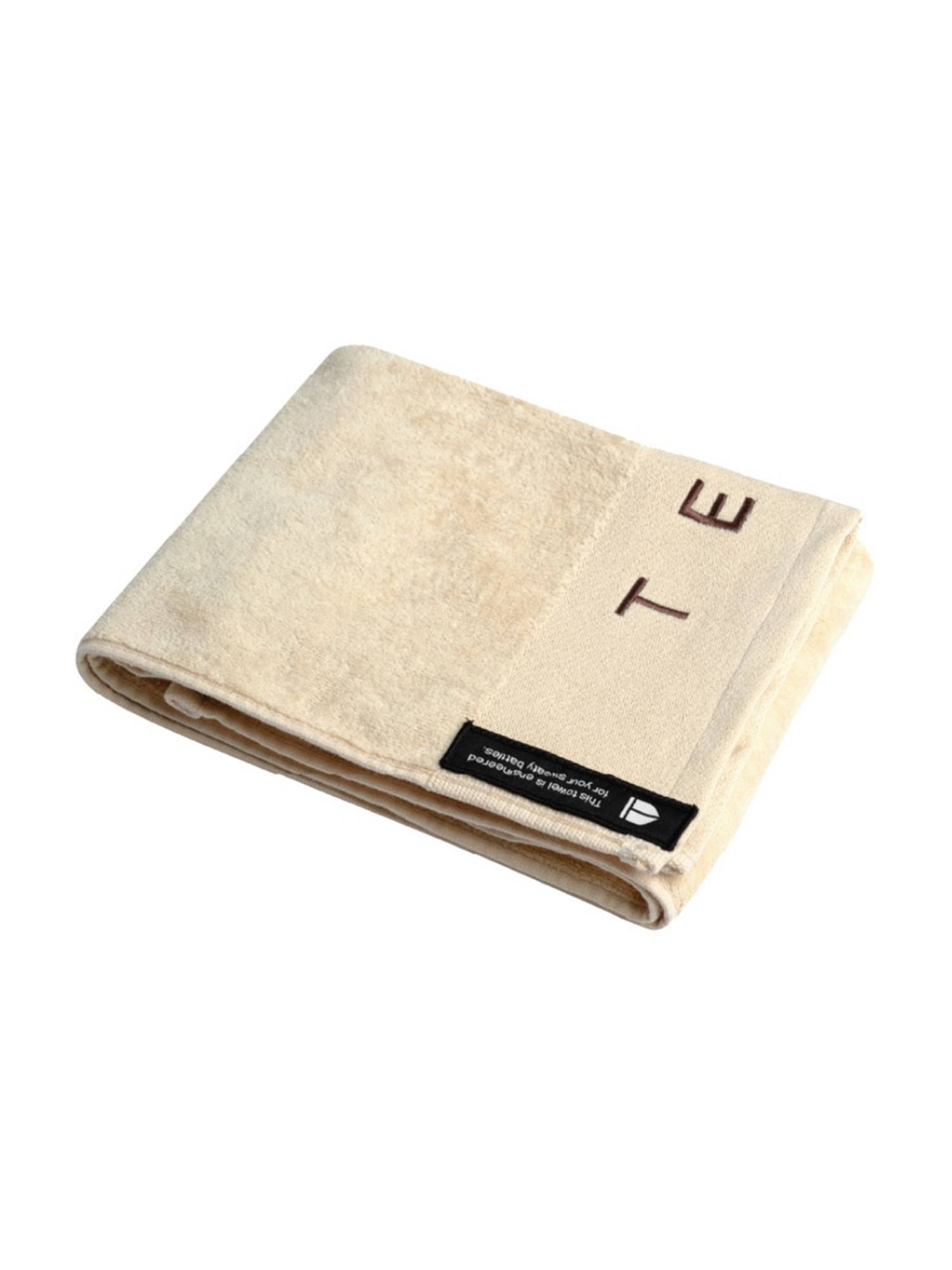 Tego Beige Cotton Solid Unisex Towel