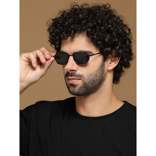 Voyage Unisex Black Frame Black Lens Color Rectangle Sunglass (54)