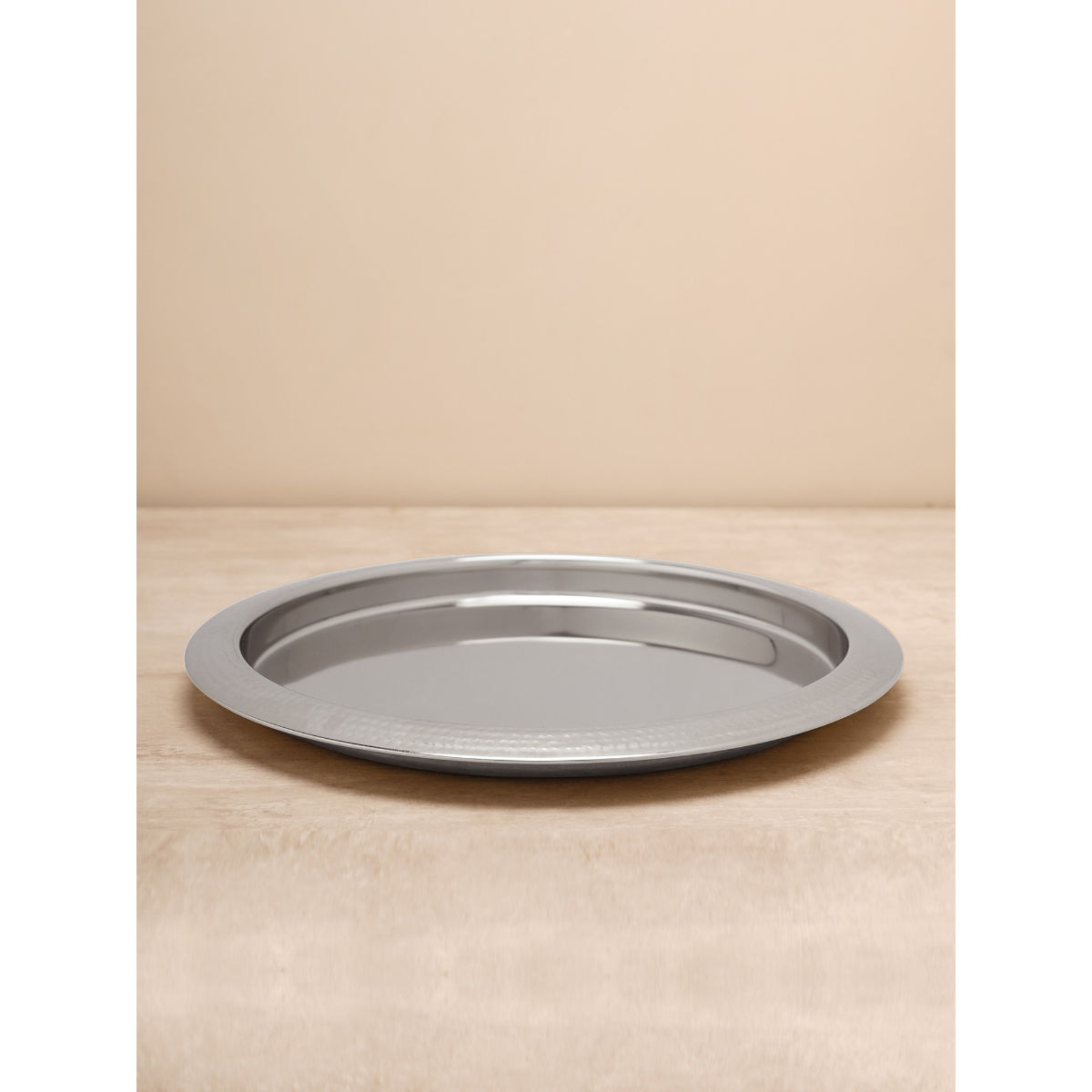 Buy Pure Home + Living Silver Hammered Metal Round Tray Online