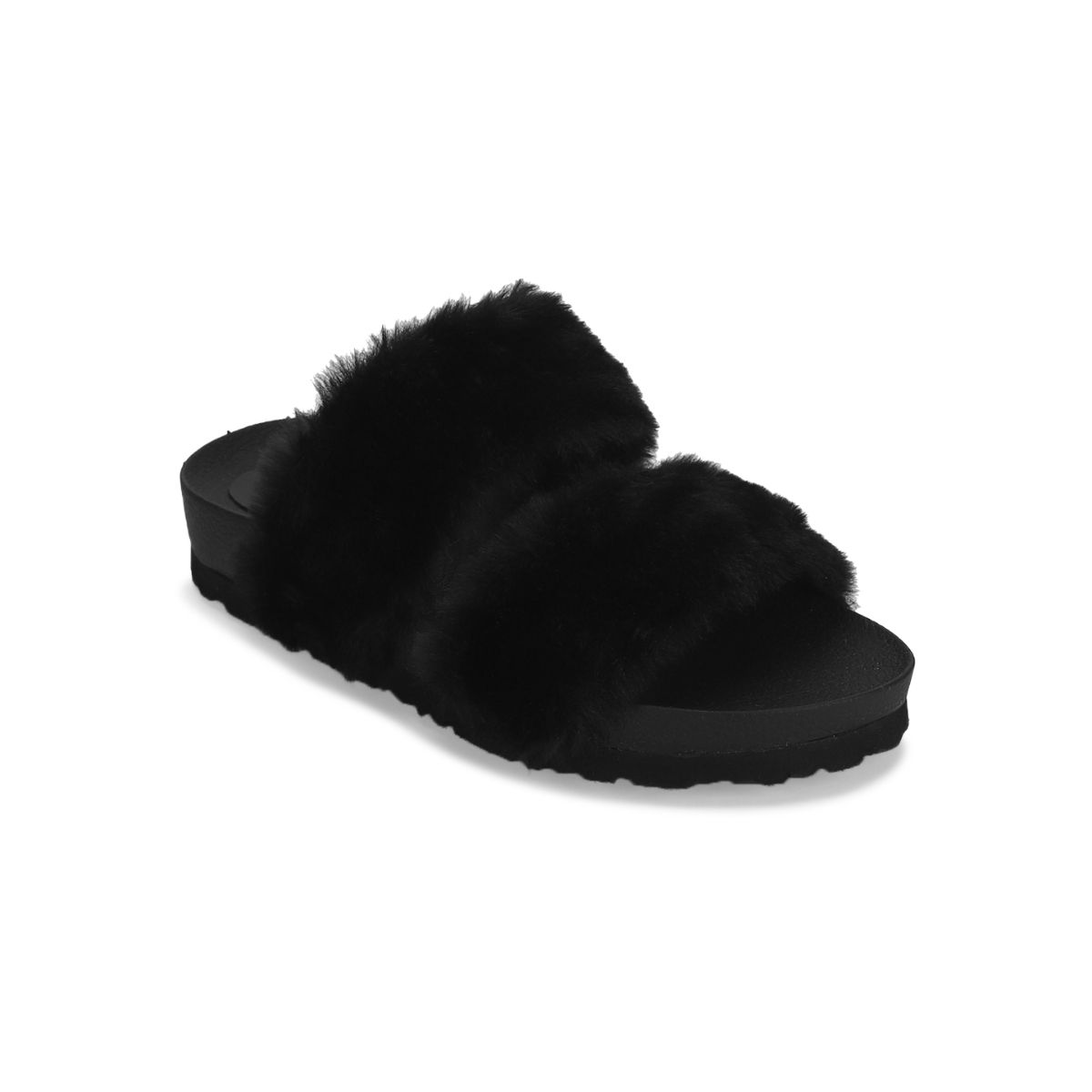 Truffle Collection Black Faux Fur Fuzzy Slip Ons - UK 3 (Black) At Nykaa, Best Beauty Products Online