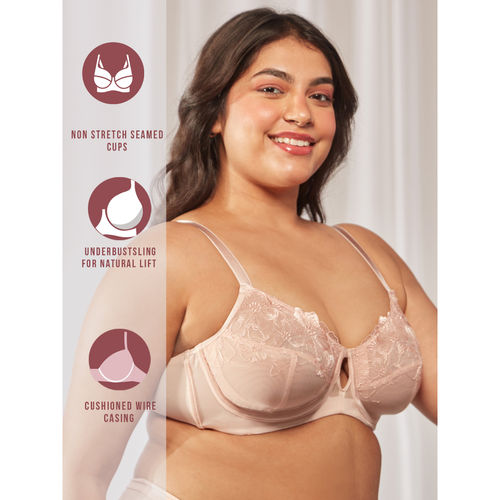 Buy Nykd by Nykaa Floral Mesh Underwired Non-padded Lace Bra - Nyb221 Peach  Online