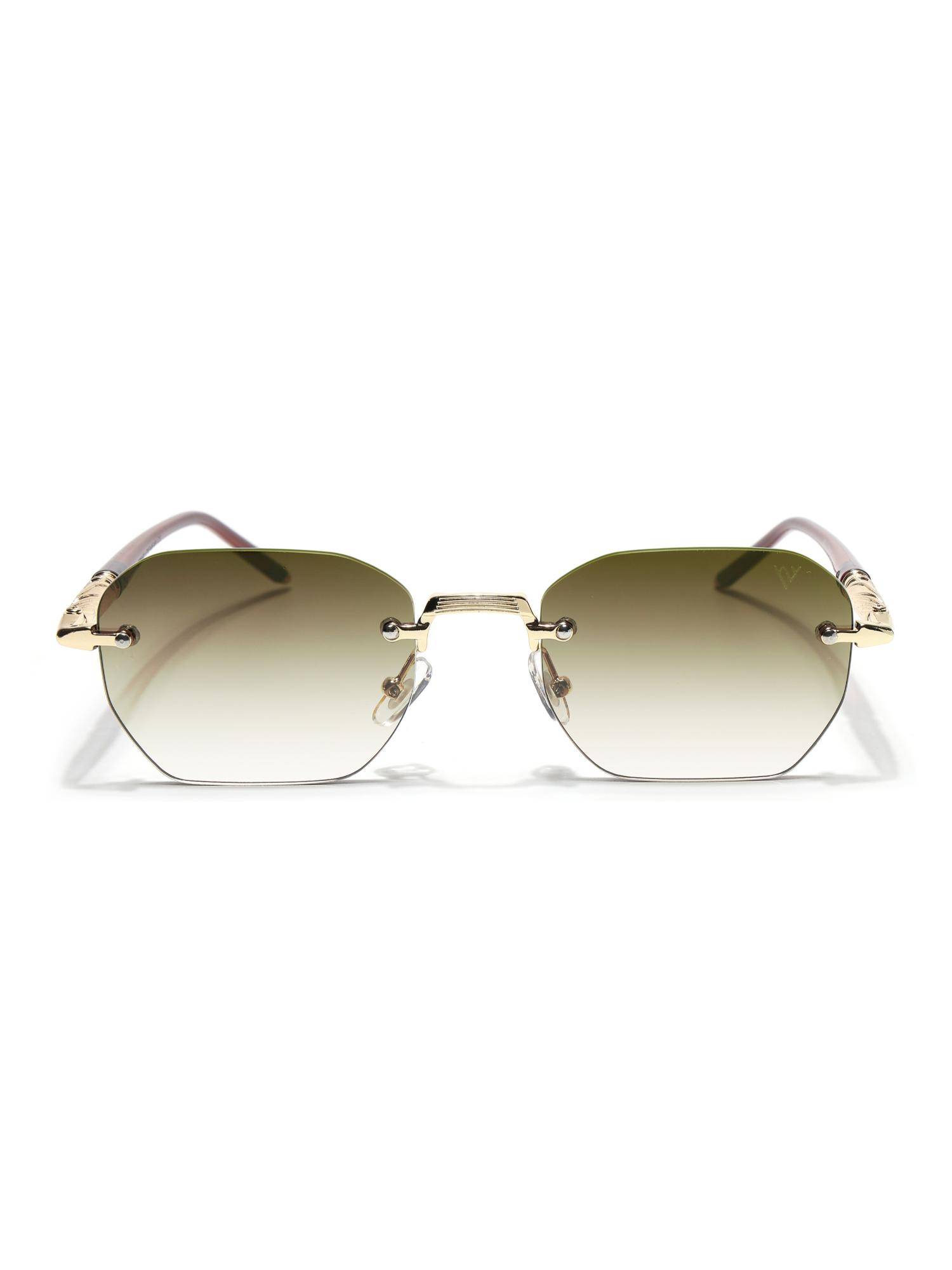 Voyage Unisex Metal Green Lens Square Rimless Sunglasses - MG8985 (57)