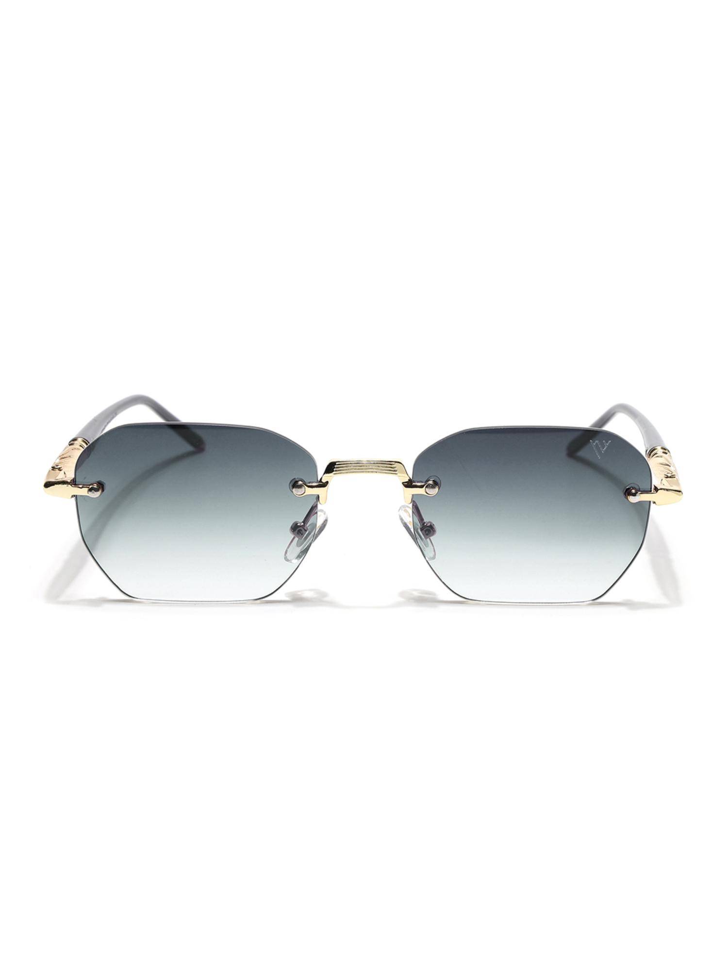 Voyage Unisex Metal Grey Lens Rectangle Rimless Sunglasses - MG8986 (57)