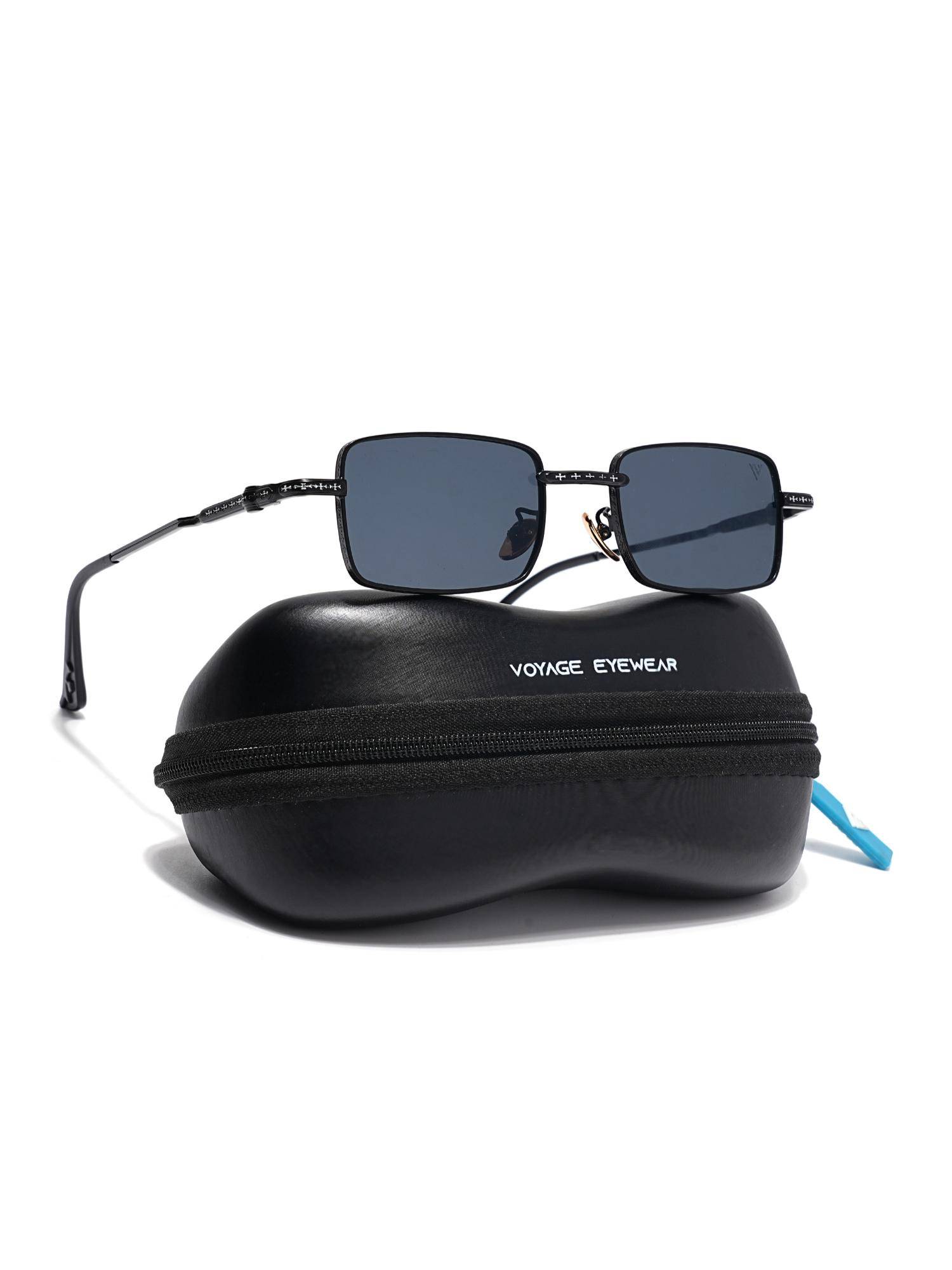 Buy Voyage Unisex Metal Grey Lens Rectangle Full Rim Sunglasses