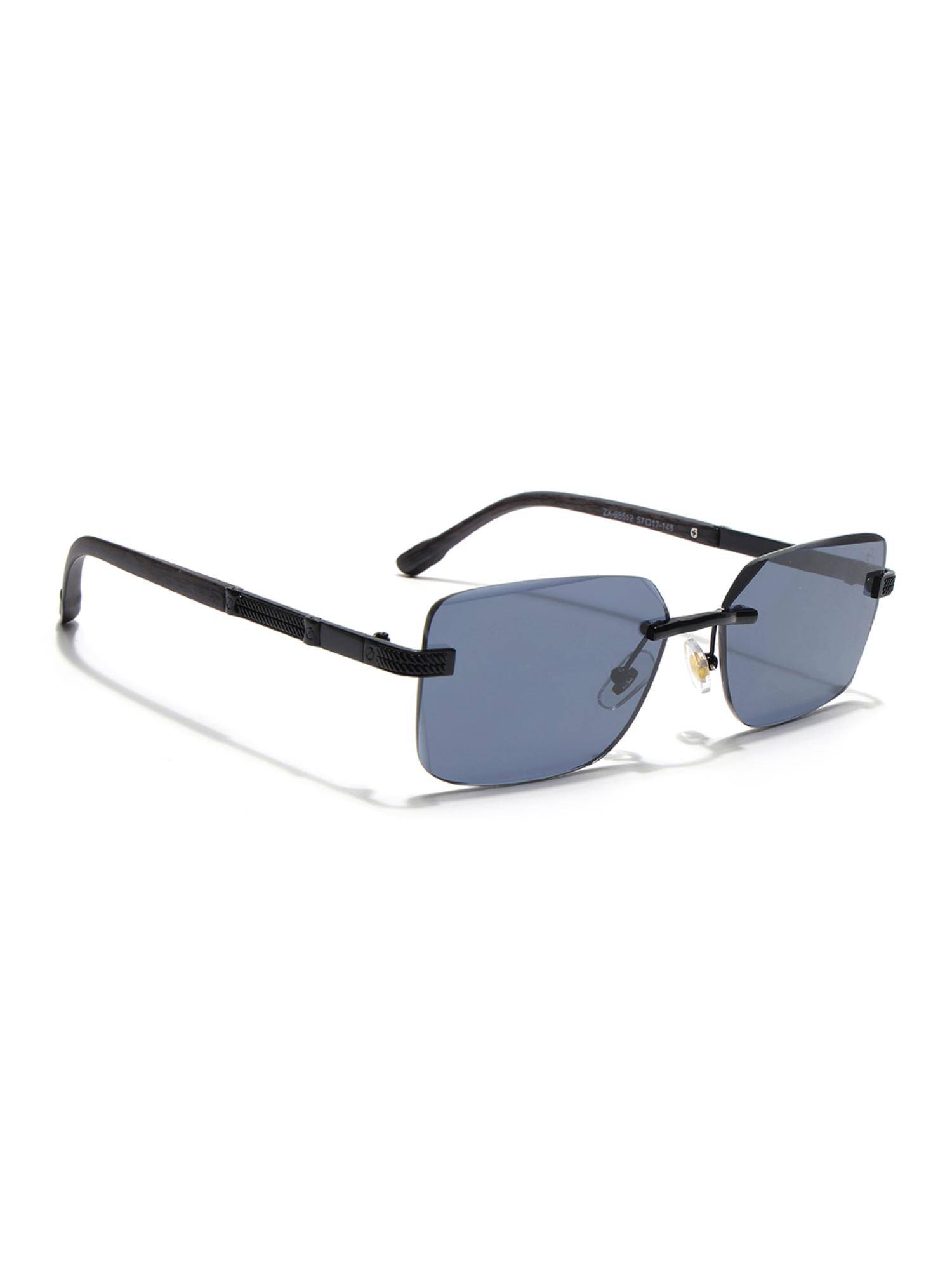 Buy Eyejack Unisex Metal Grey Lens Rectangle Rimless Sunglasses