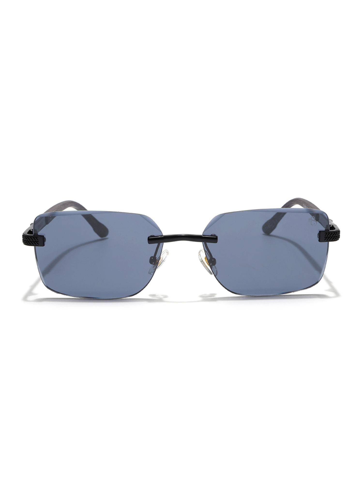 Buy Eyejack Unisex Metal Grey Lens Rectangle Rimless Sunglasses